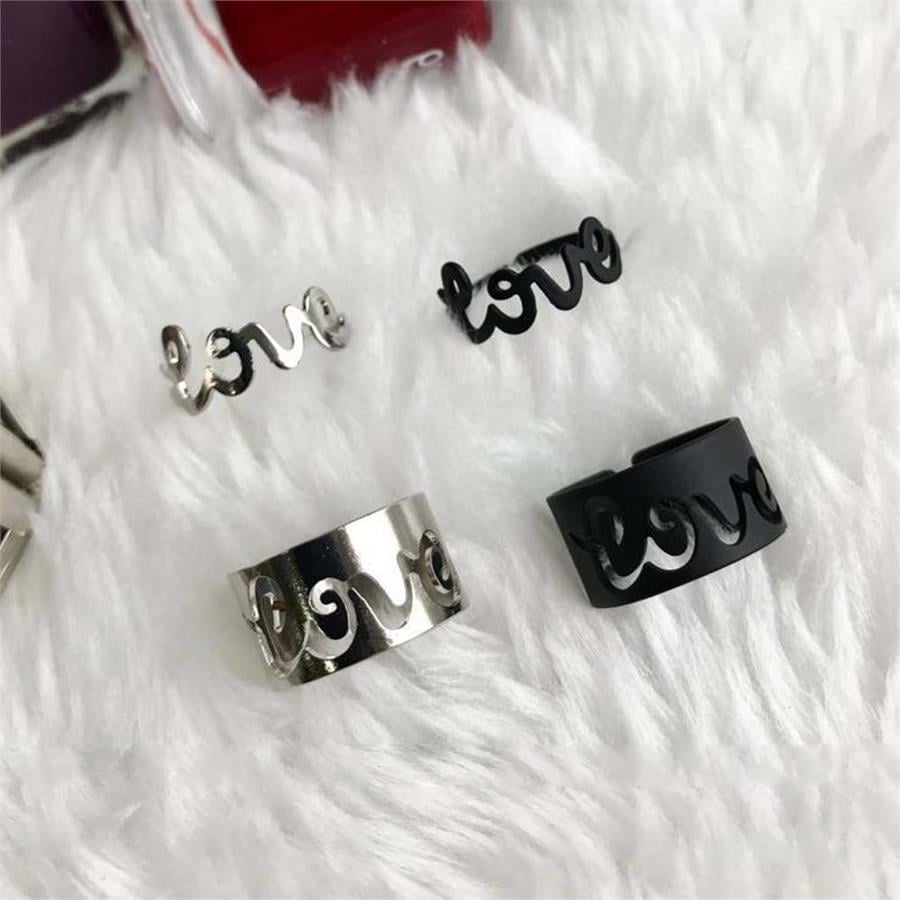 Love Yazı Ayarlanabilir İkili Yüzük