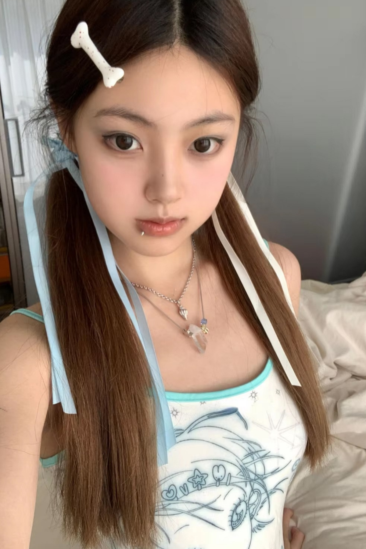 Mavi Cutie Star Girl Askılı Crop