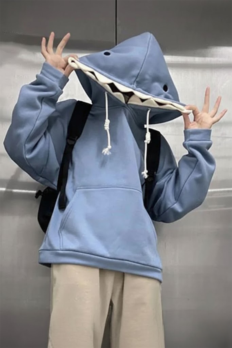 Mavi Köpek Balığı (Unisex) Kapüşonlu Sweatshirt