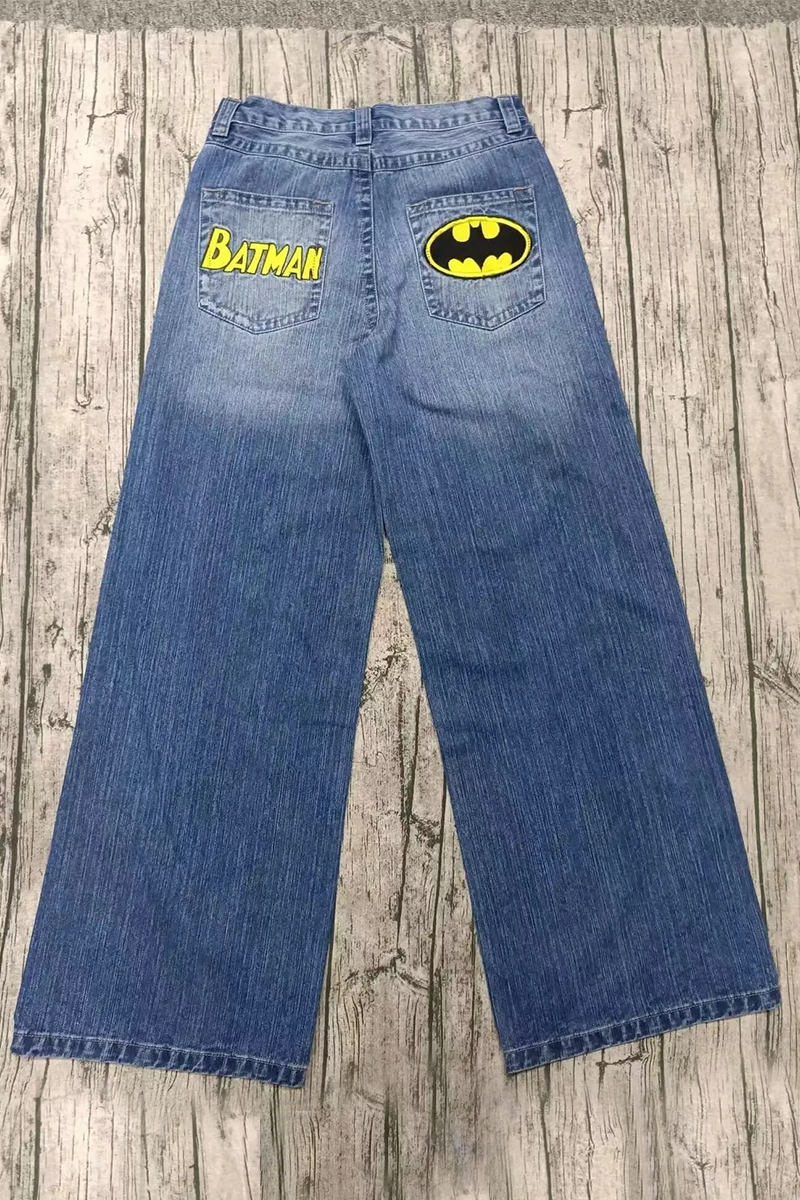 Mavi Yarasa Taşlamalı Harajuku Baggy Pantolon