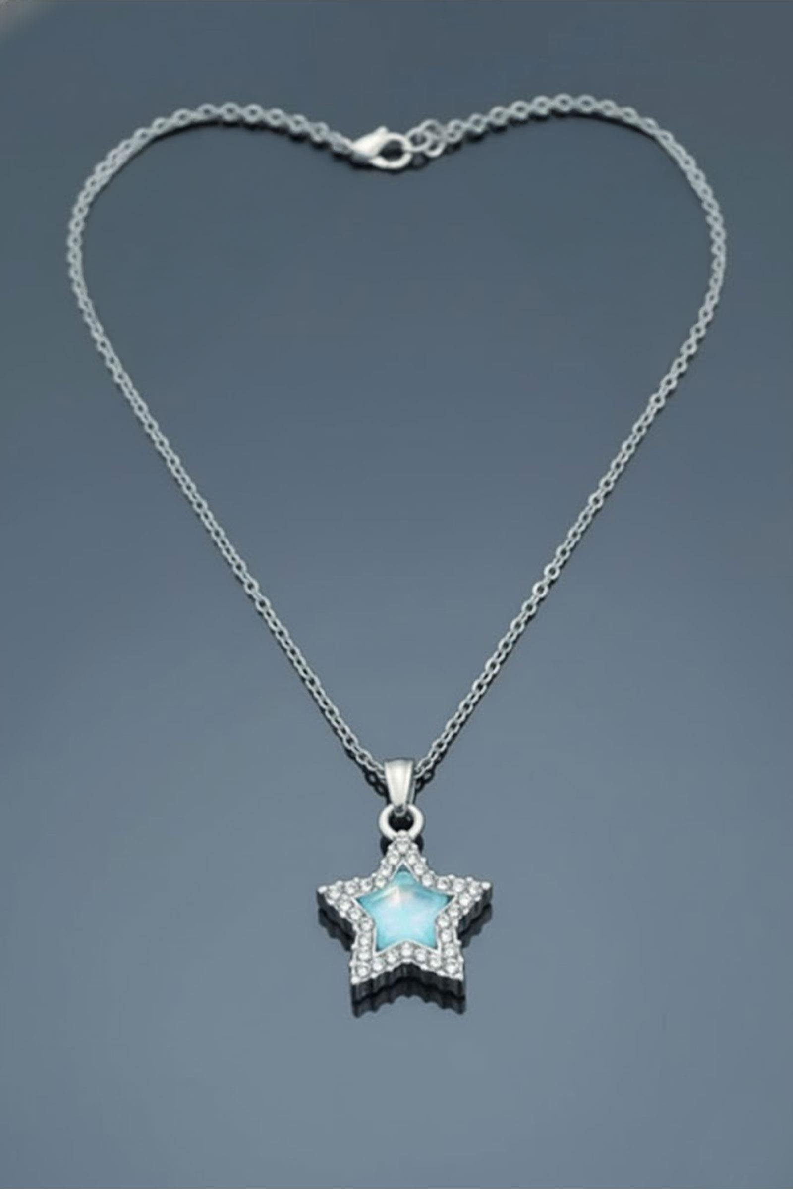 Mavi Yıldız Taşlı Couple Çift Kolye