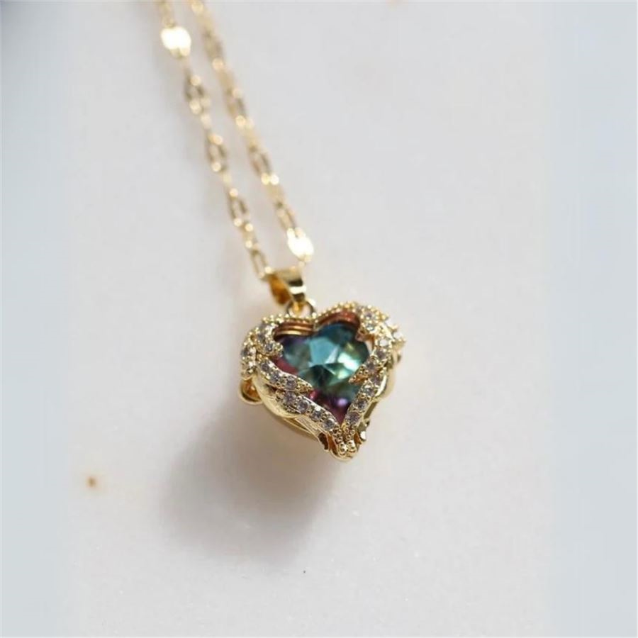 Okyanusun Kalbi Gold Zincirli Kolye 