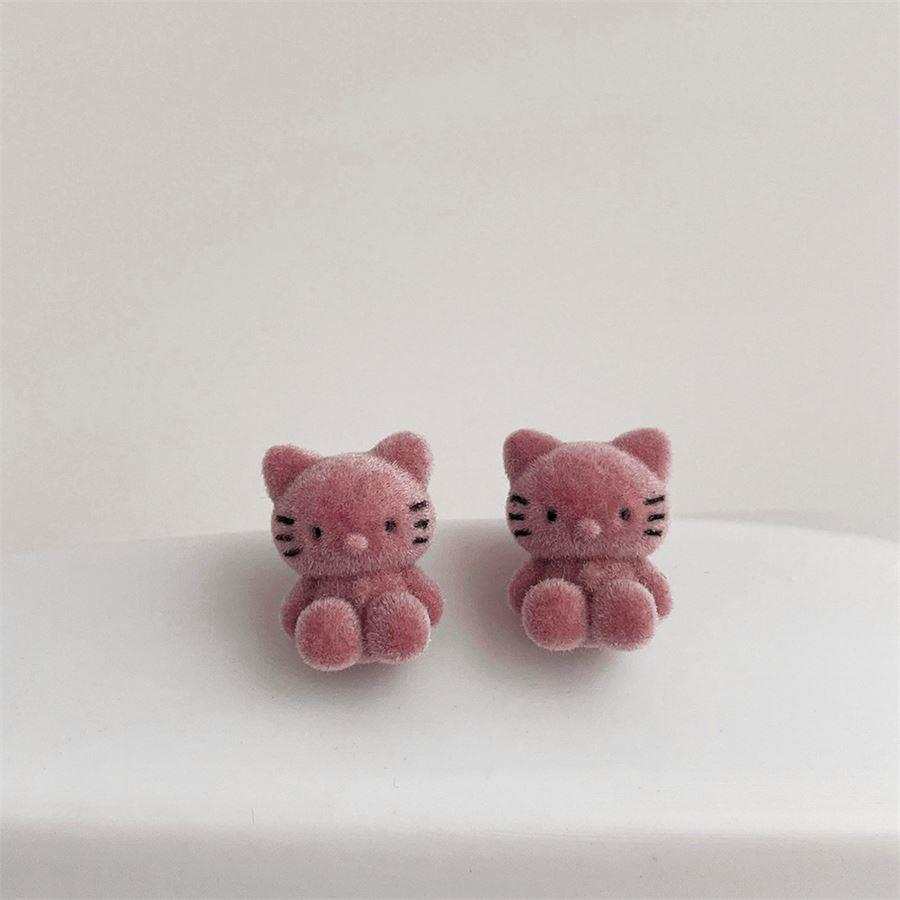 Pembe Hello Kitty Peluş Küpe