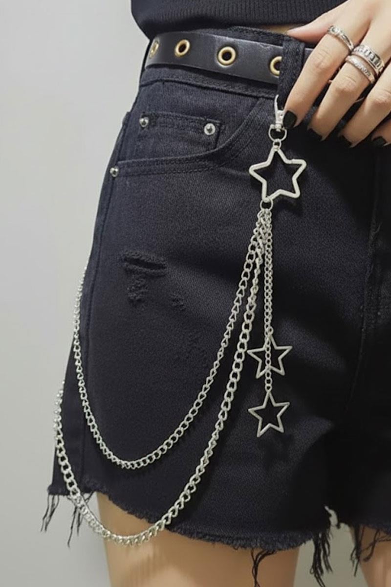 Silver 2 zincirli Starts Pantolon Zinciri 