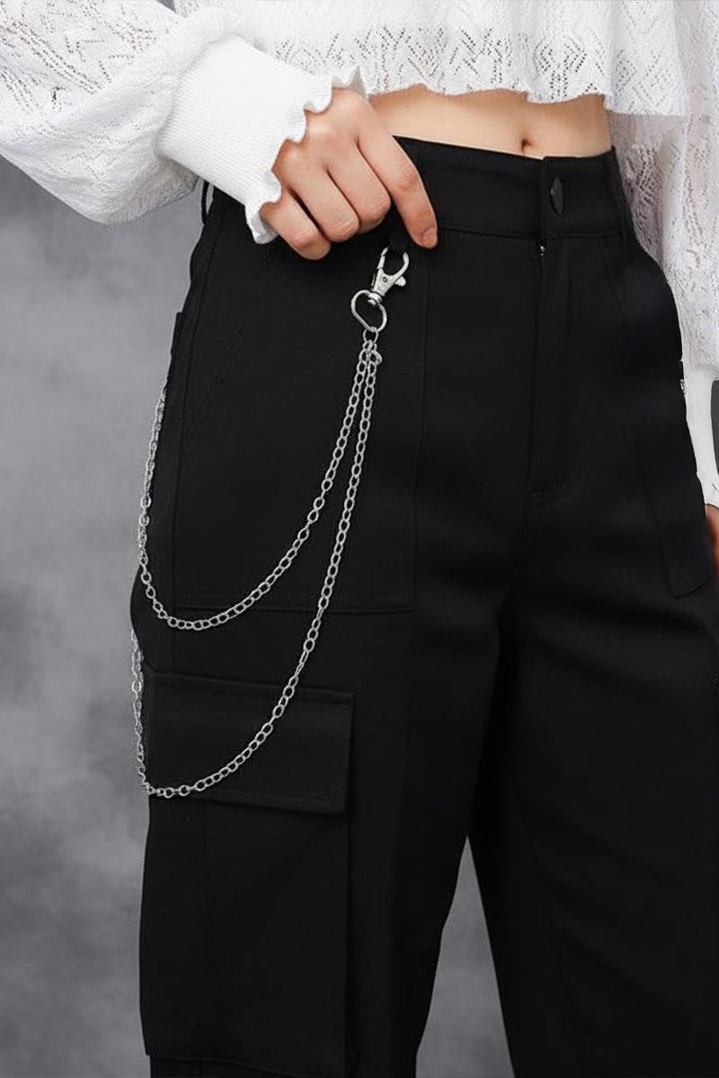 Silver Çift Sıra Halka Pantolon Zinciri 