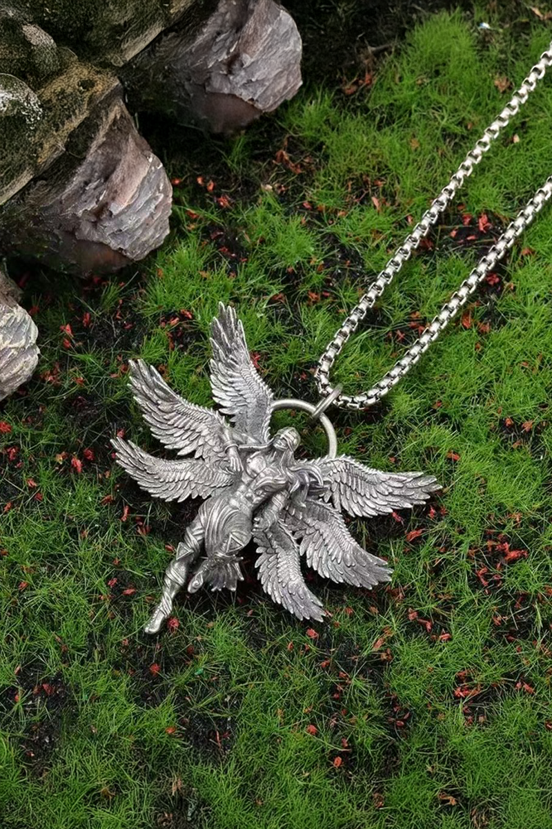 Silver Fairy Angel Wings Goddess Wicca Gotik Kolye