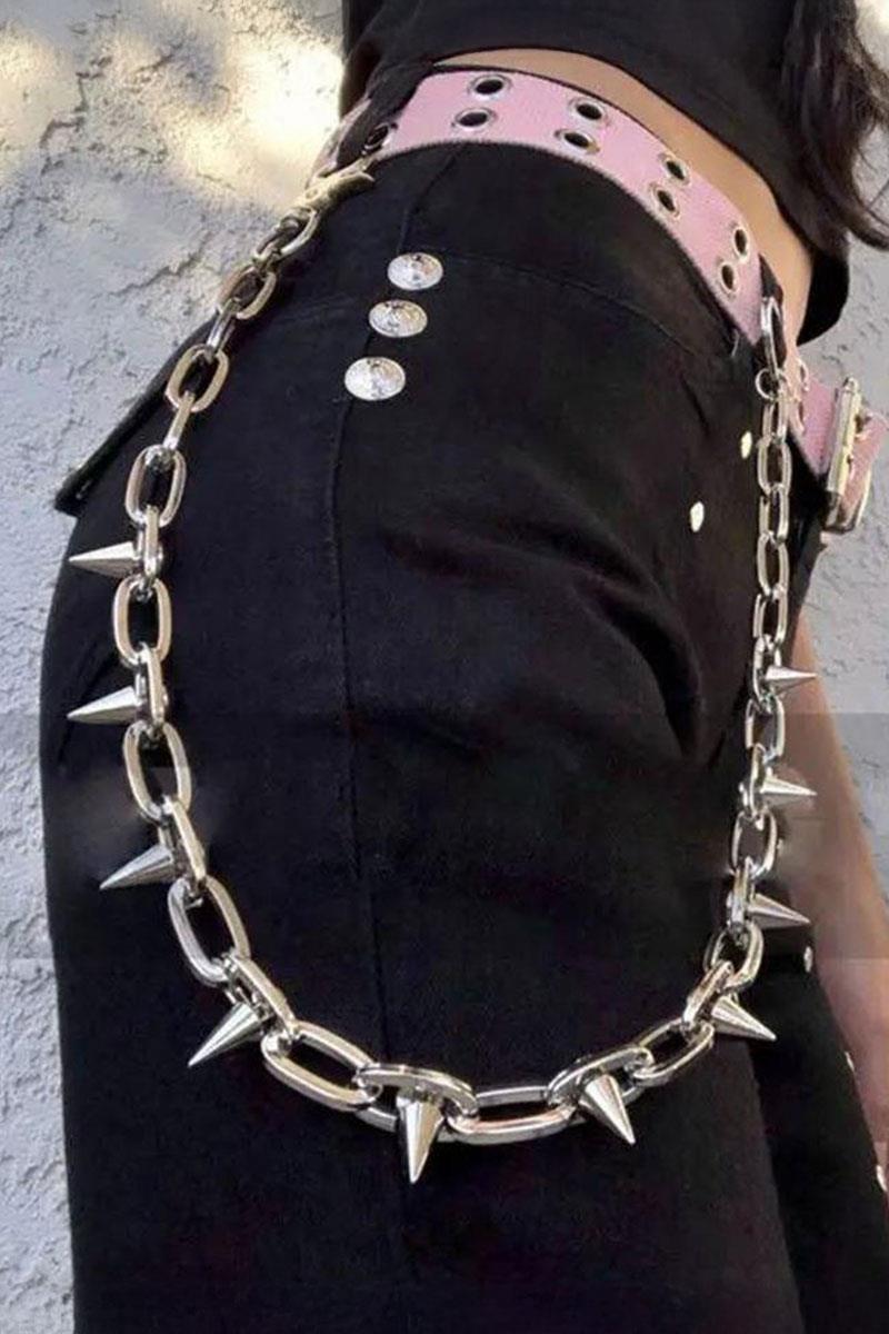 Silver Gotik Punk Dikenli Pantolon Zinciri