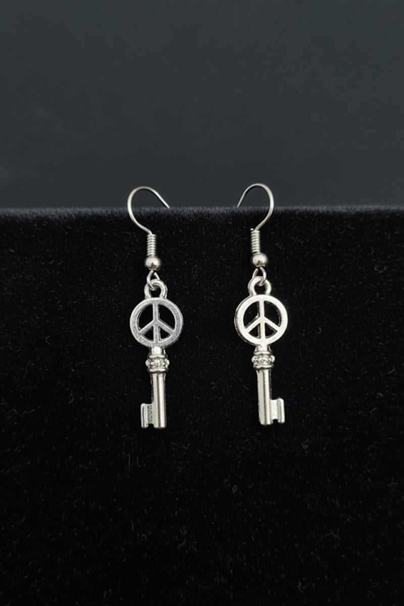 Silver Peace Key küpe