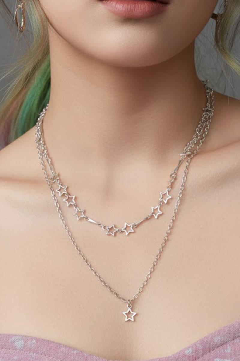 Silver Star Çift Zincirli Kolye