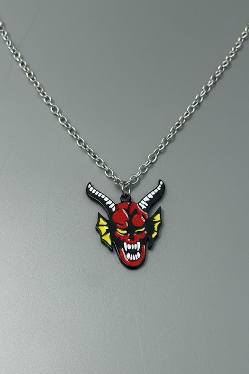 Silver Stranger Things Hellfire Symbol Kolye