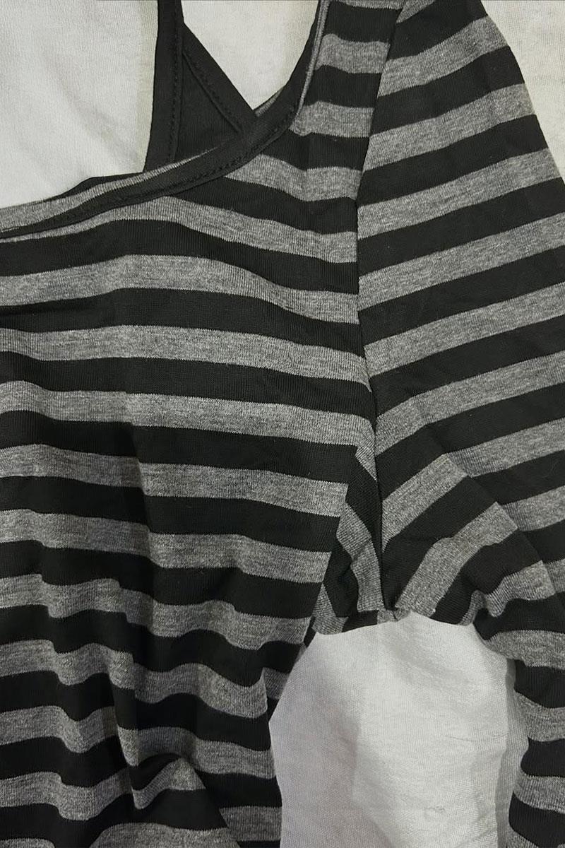 Siyah Antrasit Gotik Grunge Ek Askılı Açık Omuz Uzun Kollu Crop