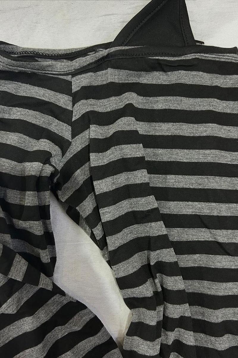 Siyah Antrasit Gotik Grunge Ek Askılı Açık Omuz Uzun Kollu Crop