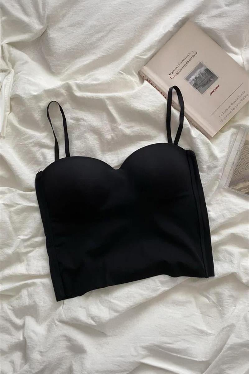 Siyah Ayarlanabilir İnce Askılı Crop