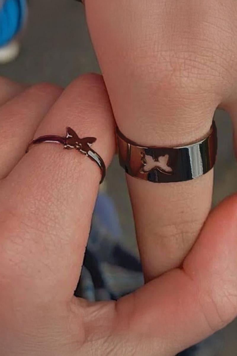 Siyah Butterfly Ayarlanabilir İkili Yüzük