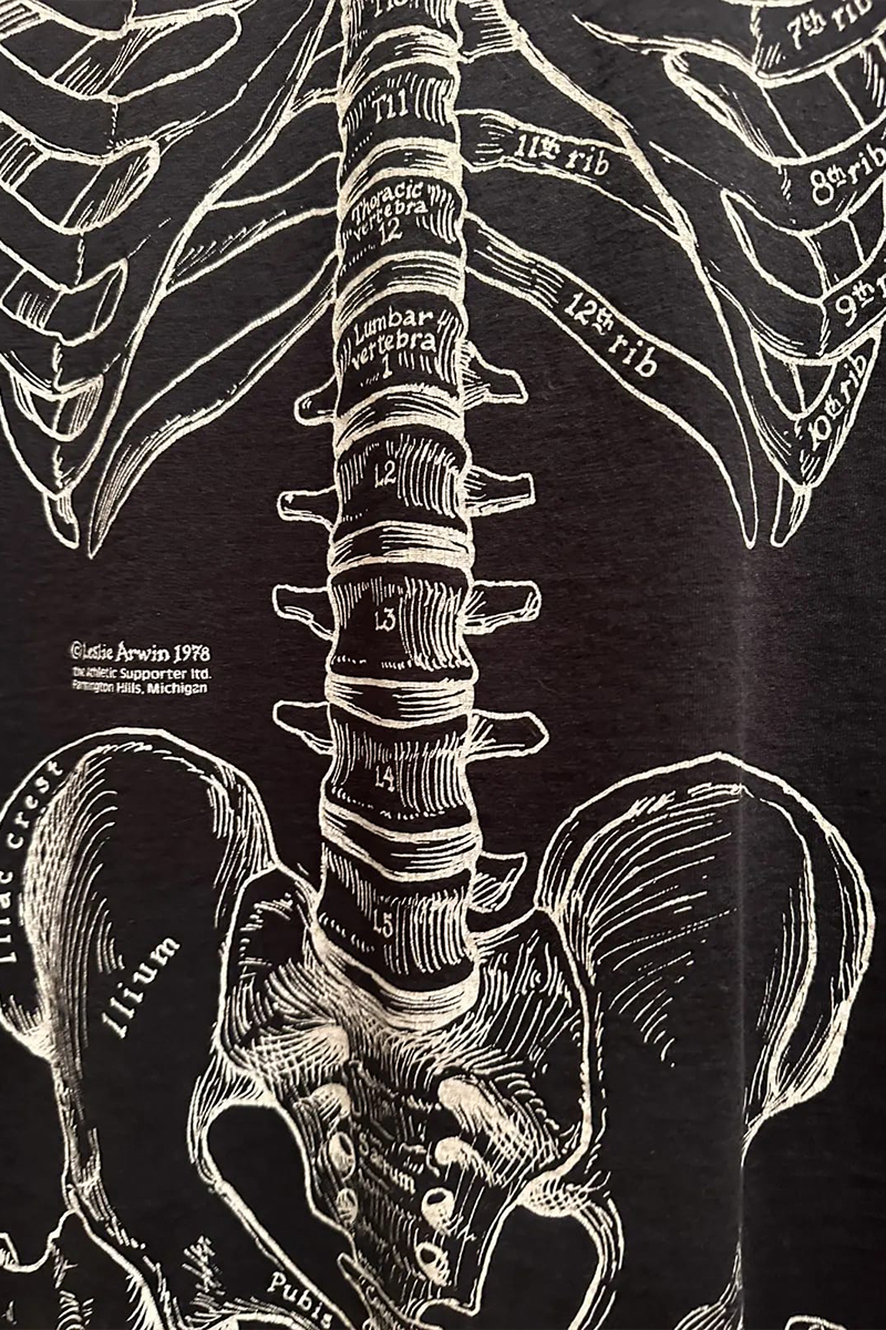 Siyah Gotik Anatomik İskelet Grunge Y2K Unisex T-Shirt