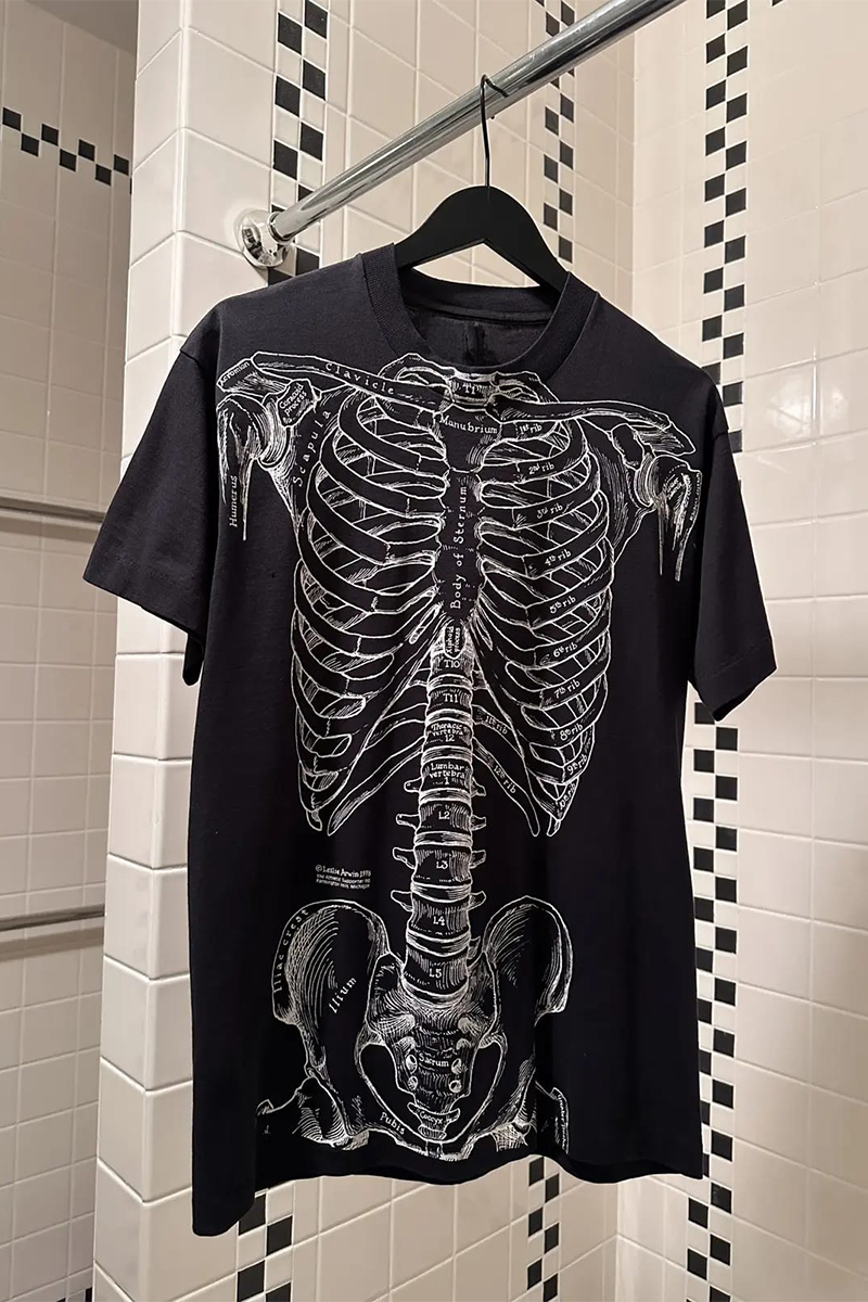 Siyah Gotik Anatomik İskelet Grunge Y2K Unisex T-Shirt