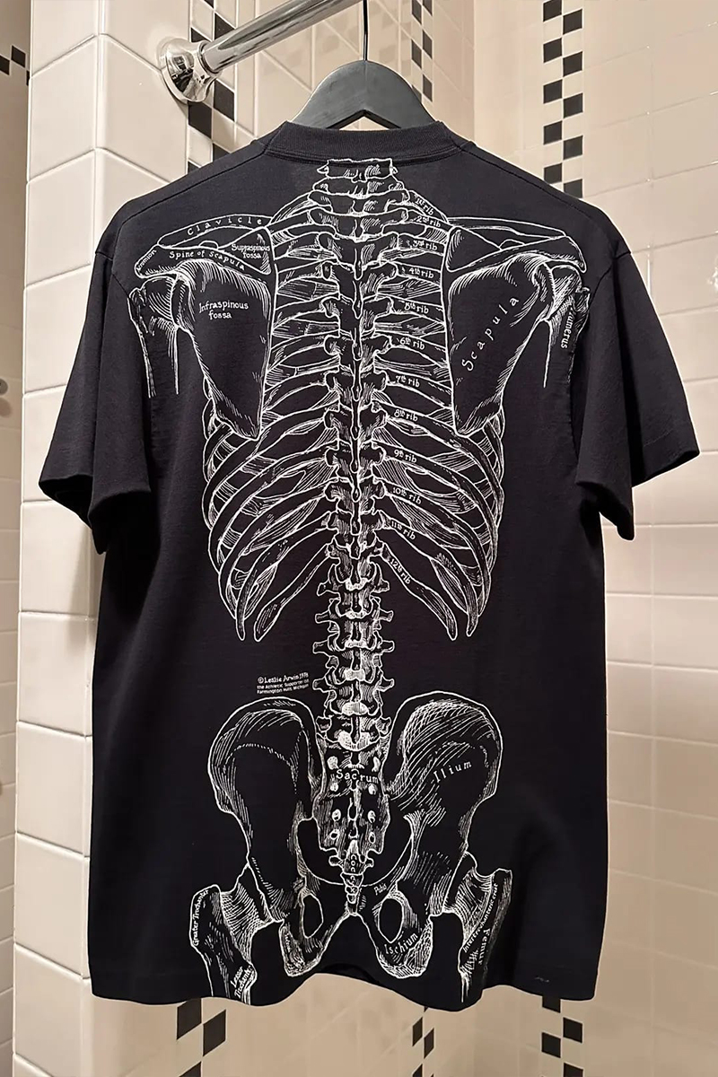 Siyah Gotik Anatomik İskelet Grunge Y2K Unisex T-Shirt