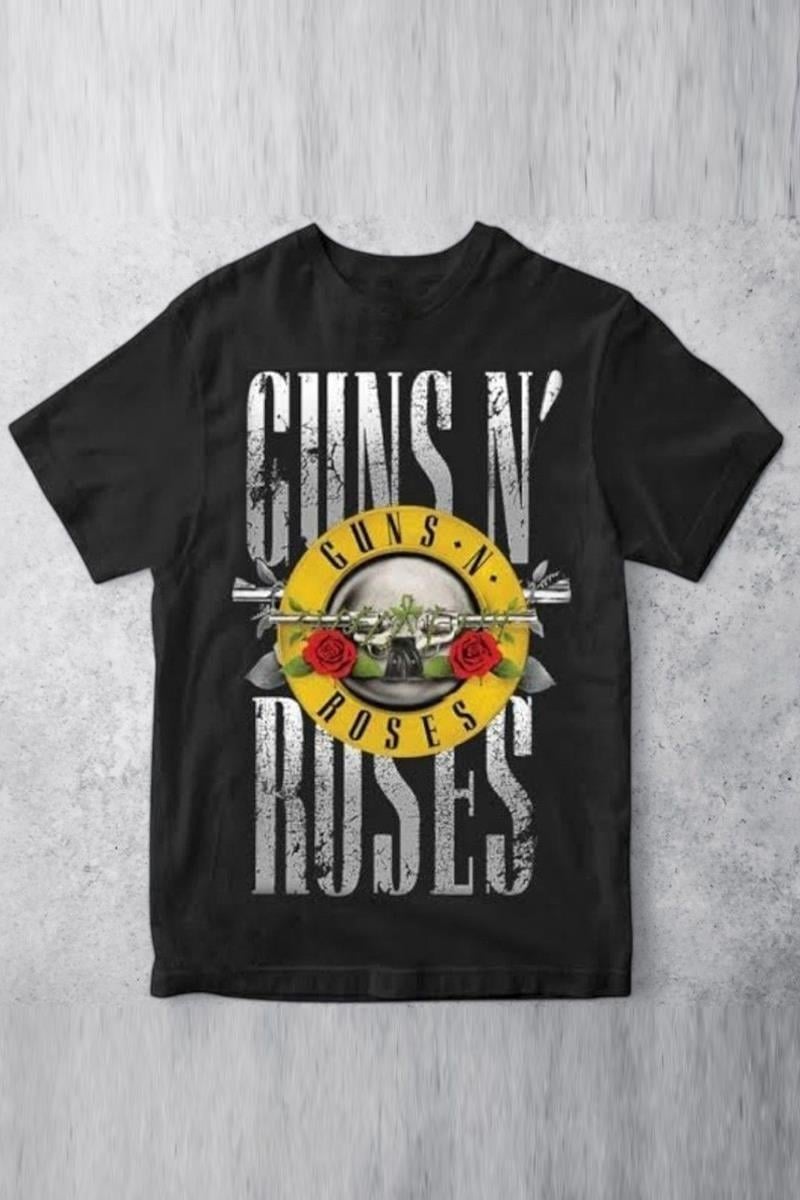 Siyah Guns N' Roses Logo Y2K Unisex T-shirt