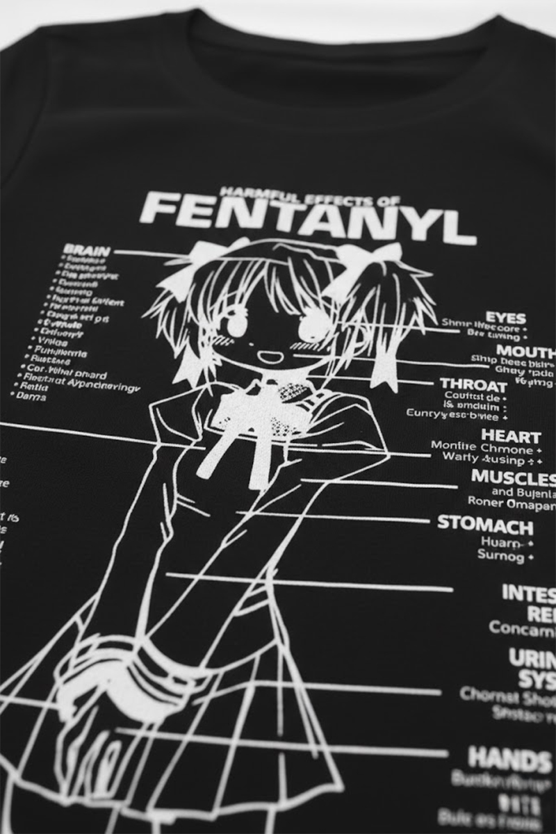 Siyah Harmful Effect Gotik Y2K Kısa Kollu Crop