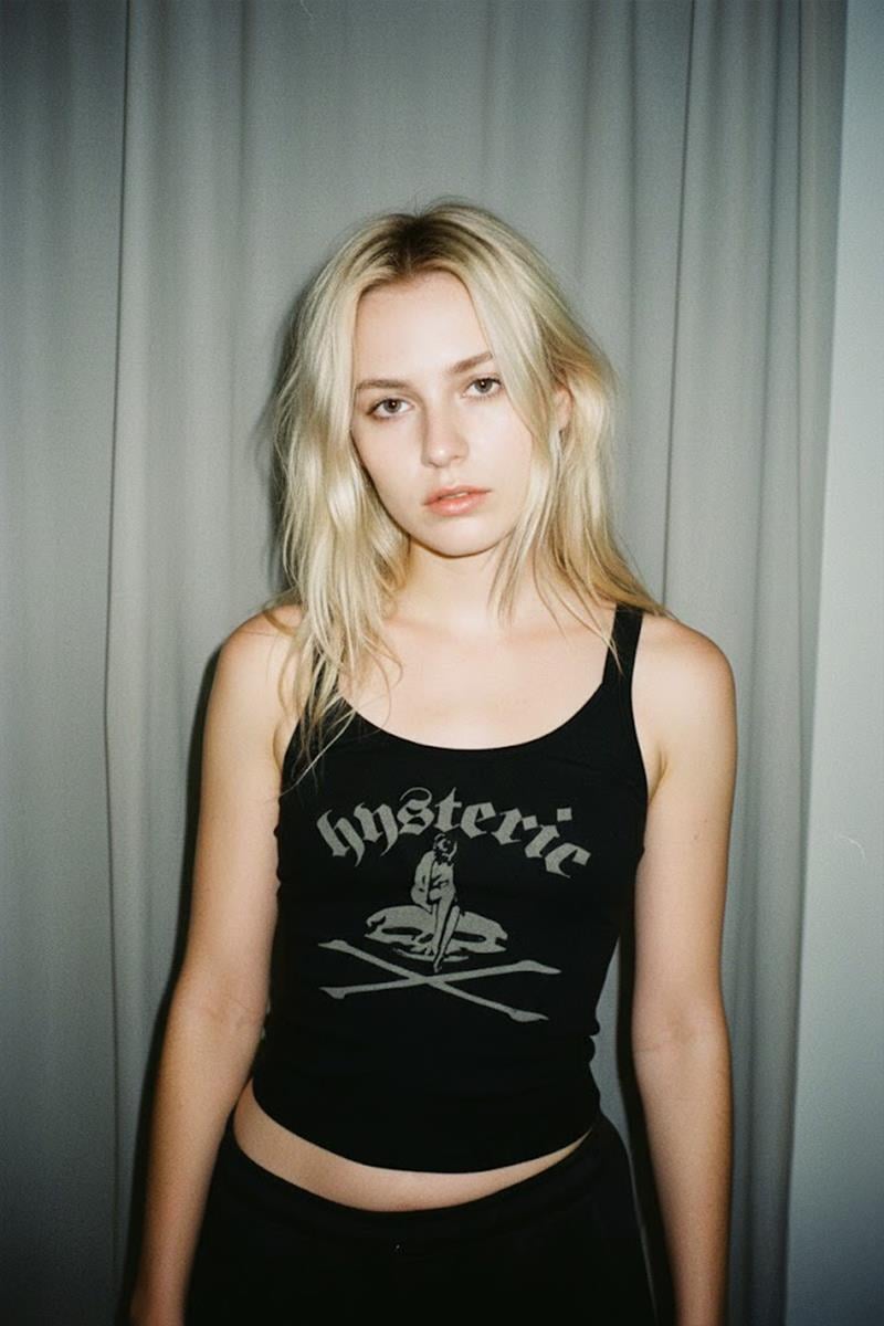 Siyah Hysteric Mental Grunge Y2K Askılı Crop 