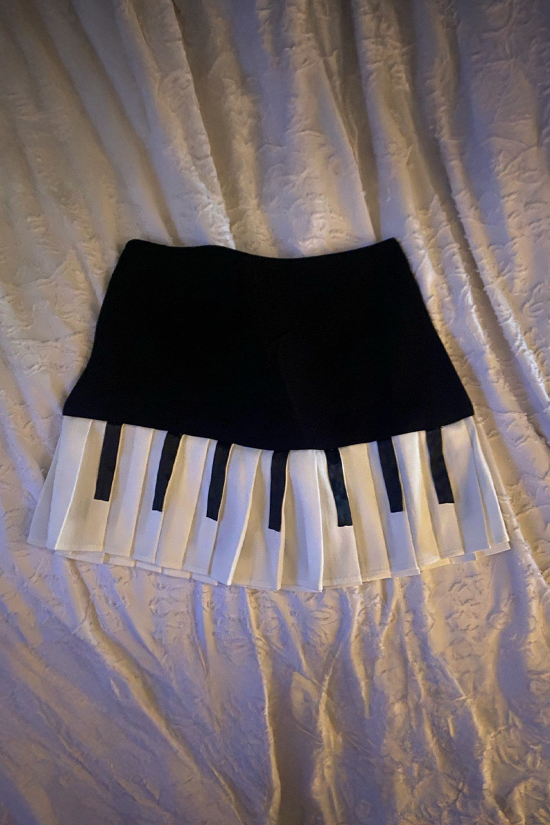 Siyah Piano Pileli Grunge Y2K Etek