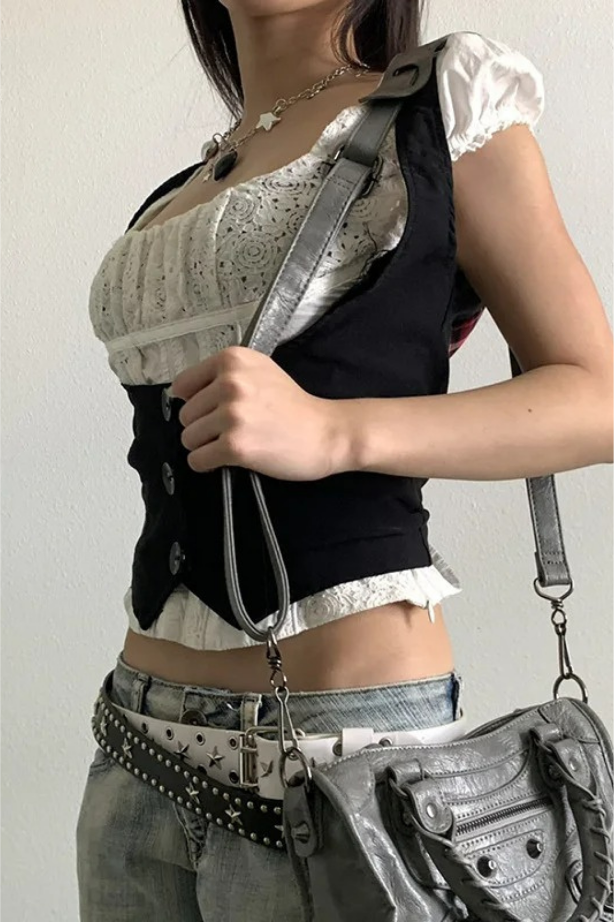 Siyah Steampunk Racerback Yelek