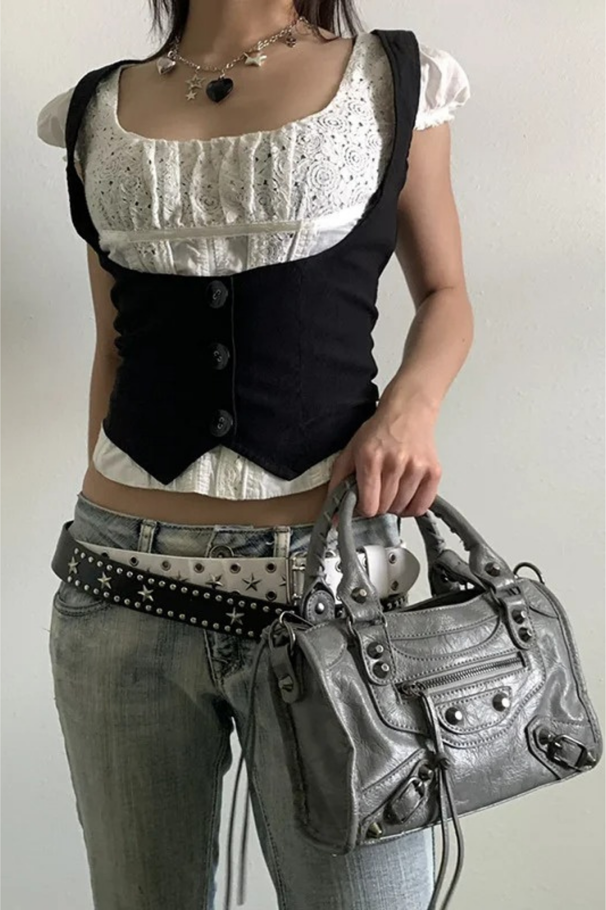 Siyah Steampunk Racerback Yelek