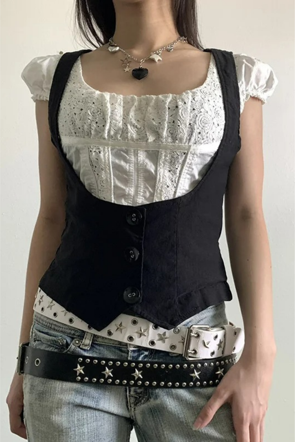 Siyah Steampunk Racerback Yelek