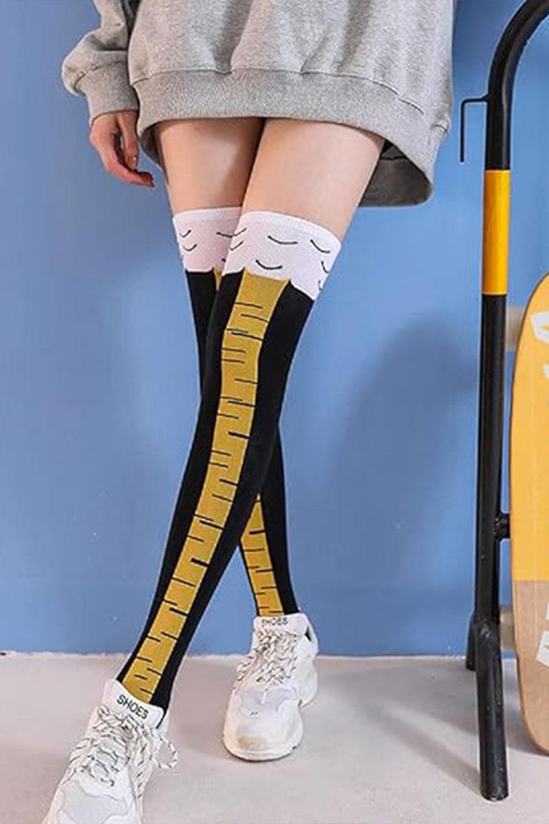 Siyah Tavuk Bacağı Diz Üstü Çorap