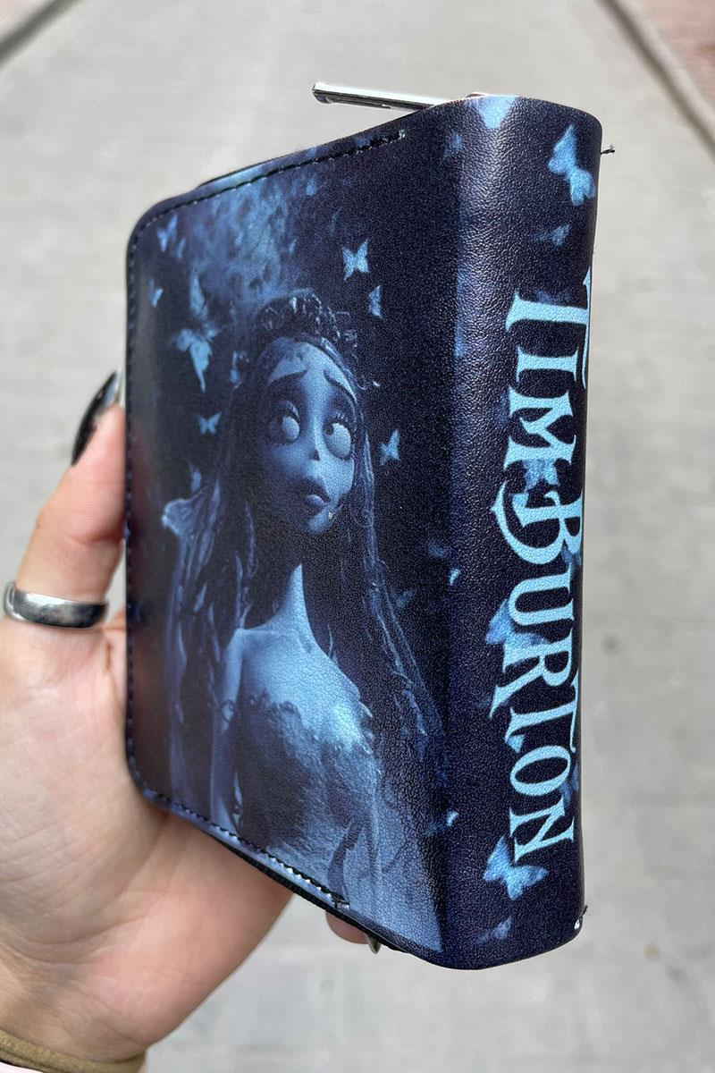 Siyah Tim Burton Corpse Bride Emily Baskılı Kısa Cüzdan