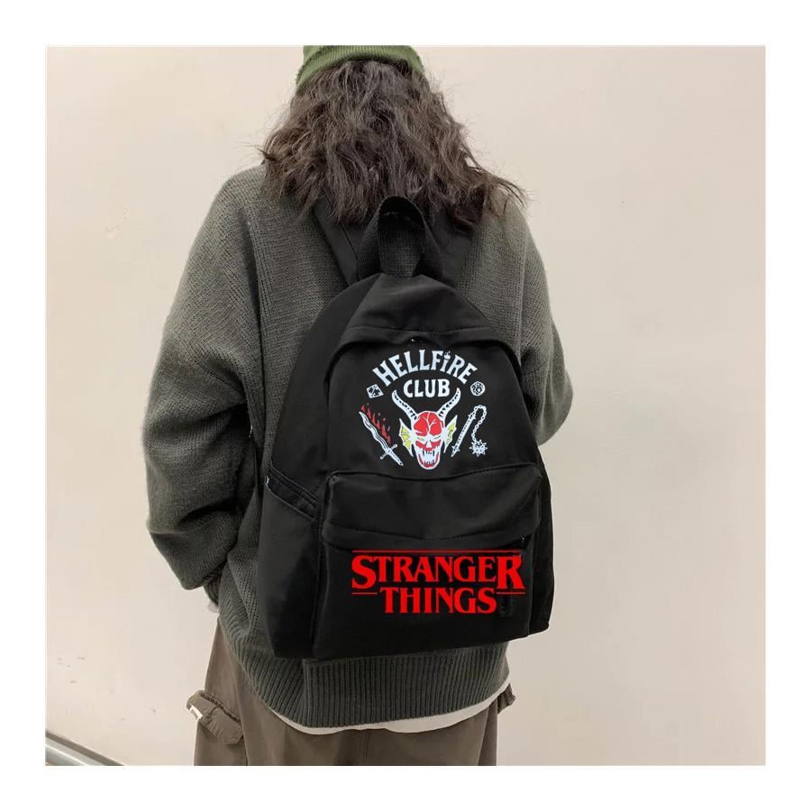 Suluklu Stranger Things Helfire Siyah Okul Sırt Çantası