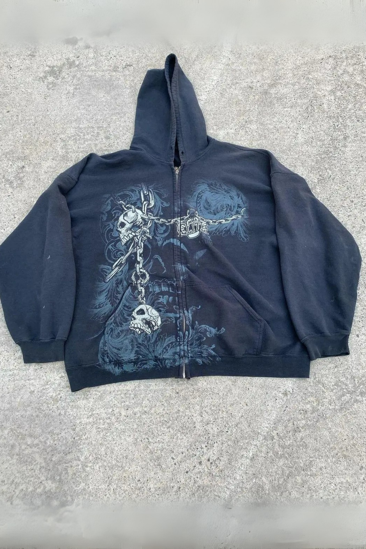 Yeni Siyah Gallows Skulls Y2K MMA Cyber Grunge Kapüşonlu Sweatshirt