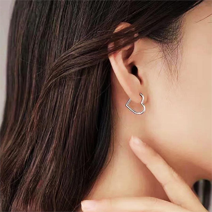 Zarif Minimal Kalp Çelik Tekli Küpe