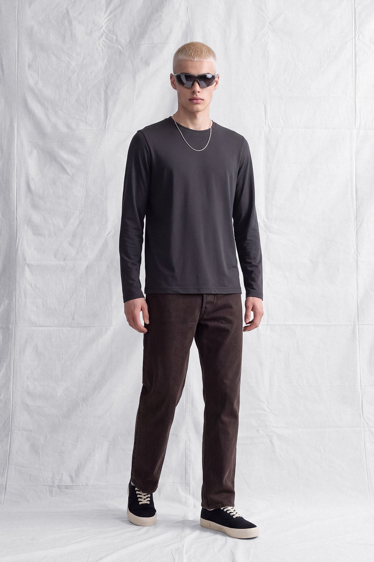 erkek-Erkek Horgen Basic Uzun Kol T-Shirt Gri-