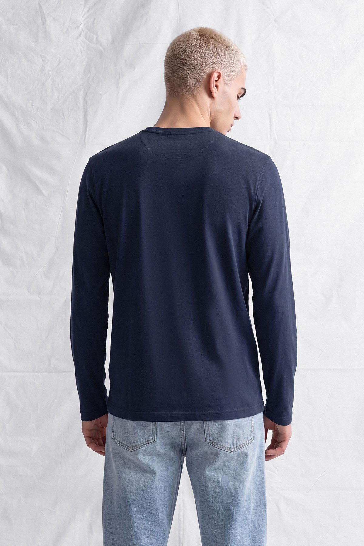 erkek-Erkek Horgen Basic Uzun Kol T-Shirt Lacivert-