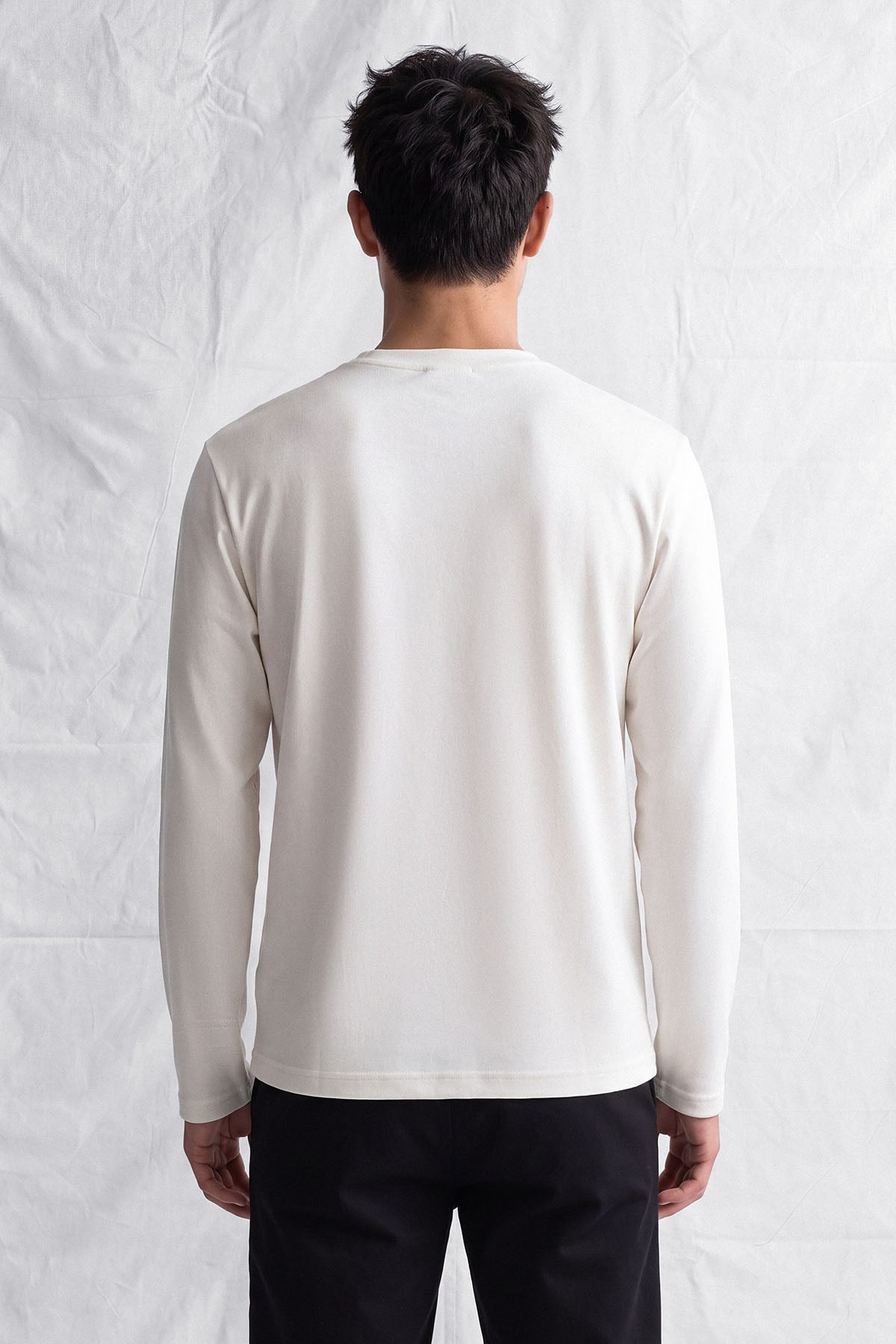 erkek-Erkek Horgen Basic Uzun Kol T-Shirt Beyaz-