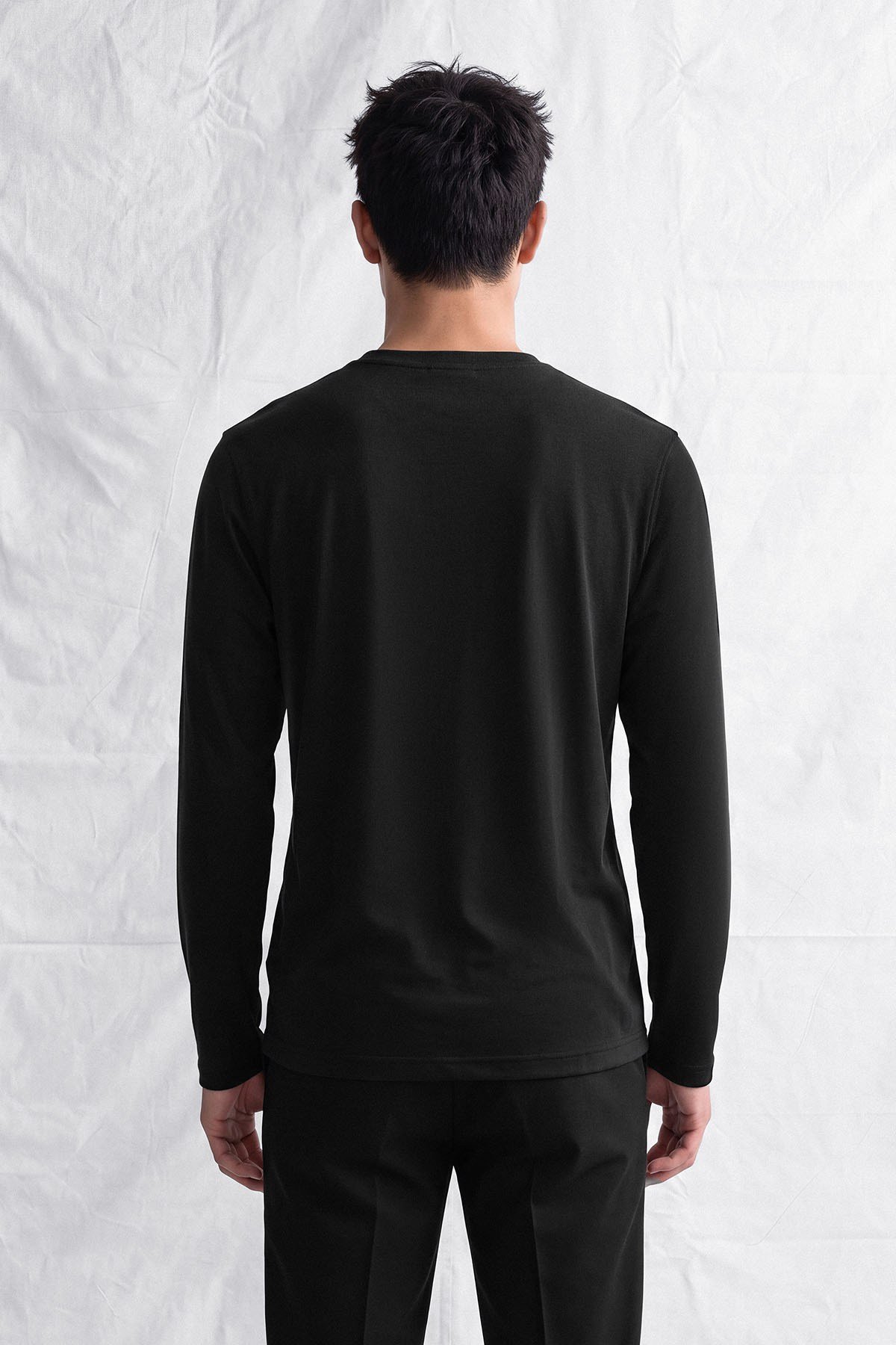 erkek-Erkek Horgen Basic Uzun Kol T-Shirt Siyah-