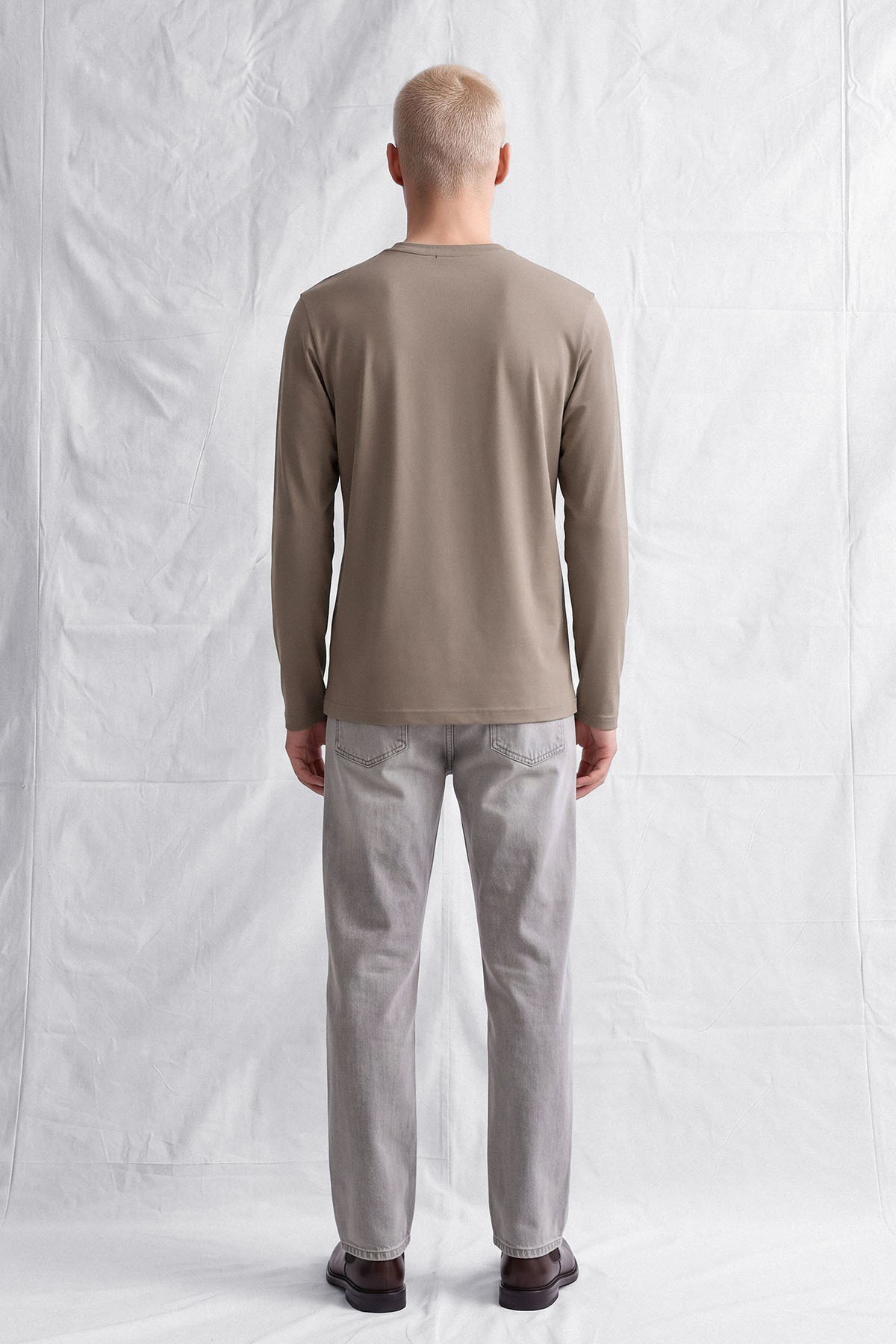 erkek-Erkek Horgen Basic Uzun Kol T-Shirt Vizon-
