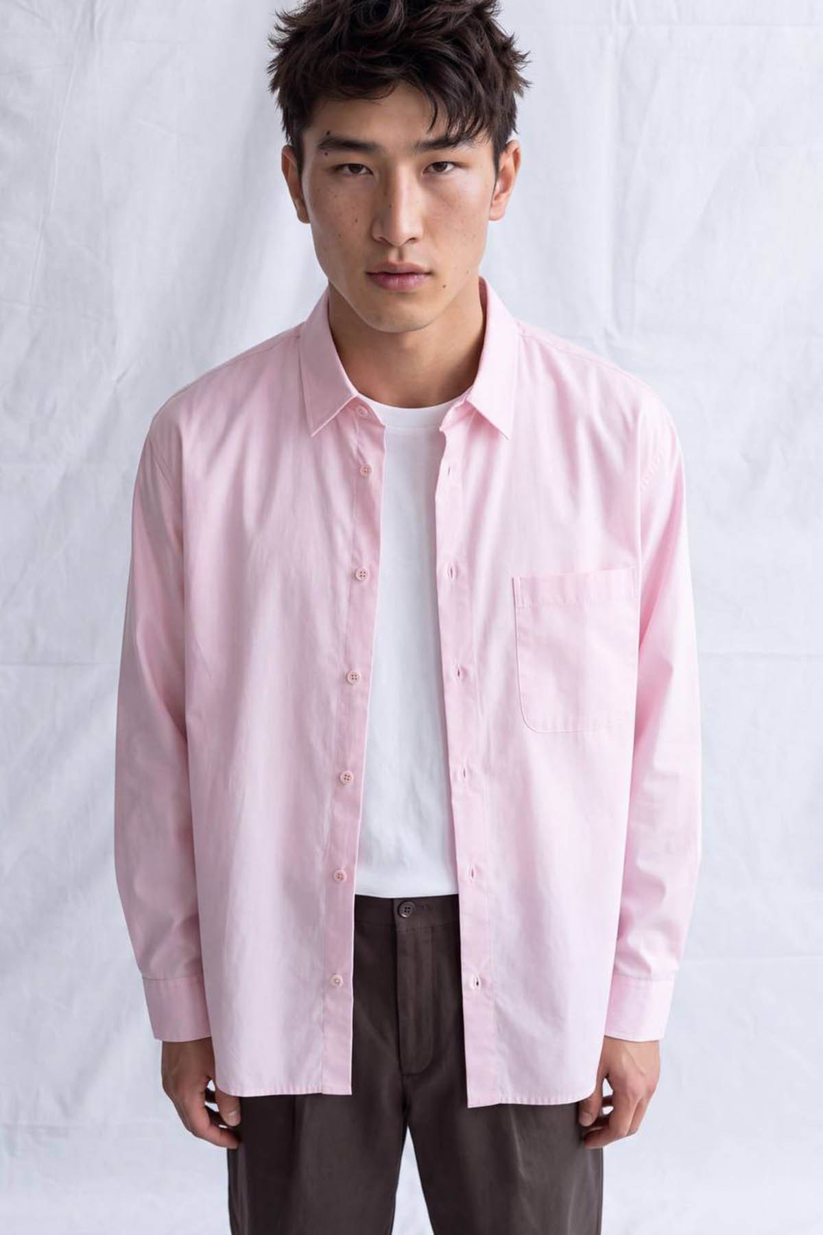 erkek-Erkek Lugano Oversize Cepli Gömlek Pembe-