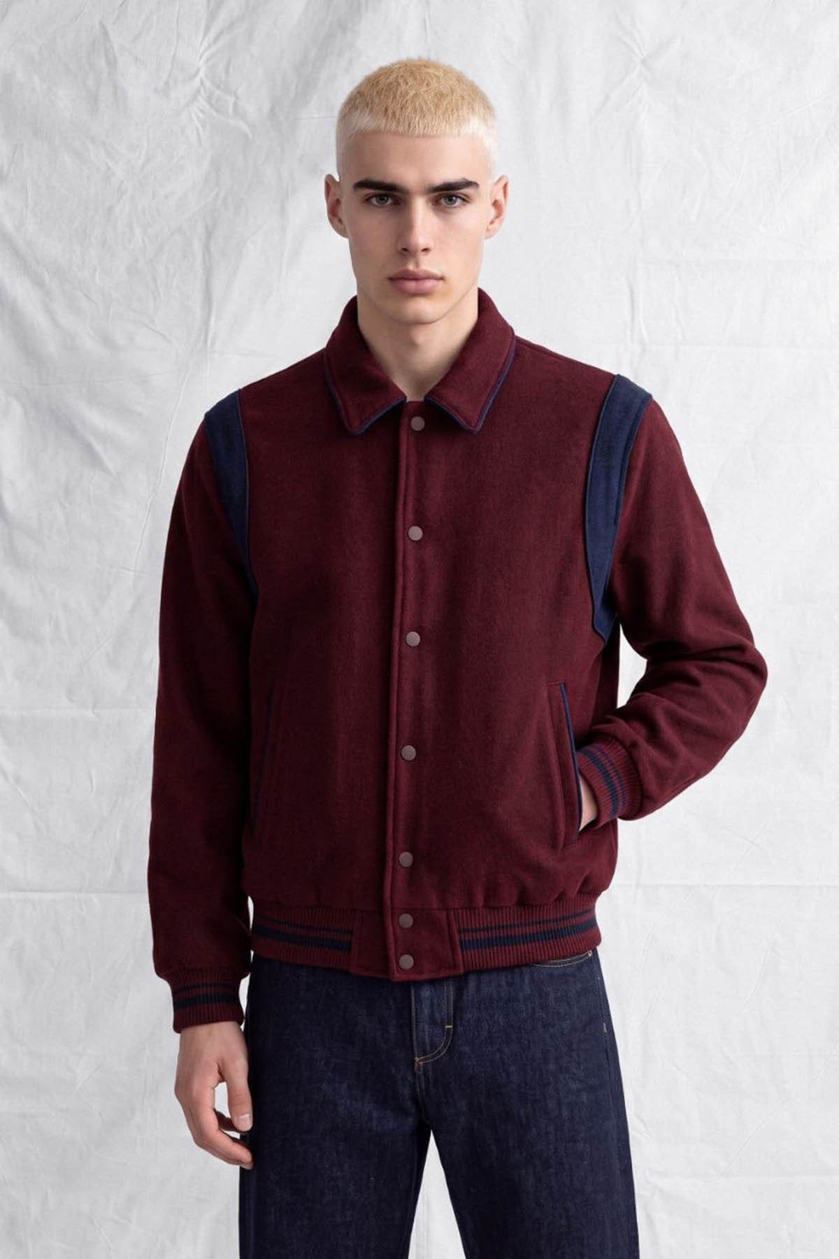 erkek-Erkek Megane Oversize Kaşe Mont Bordo-