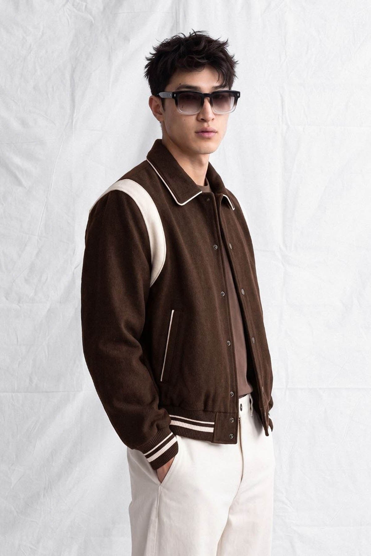 erkek-Erkek Megane Oversize Kaşe Mont Kahve Rengi-