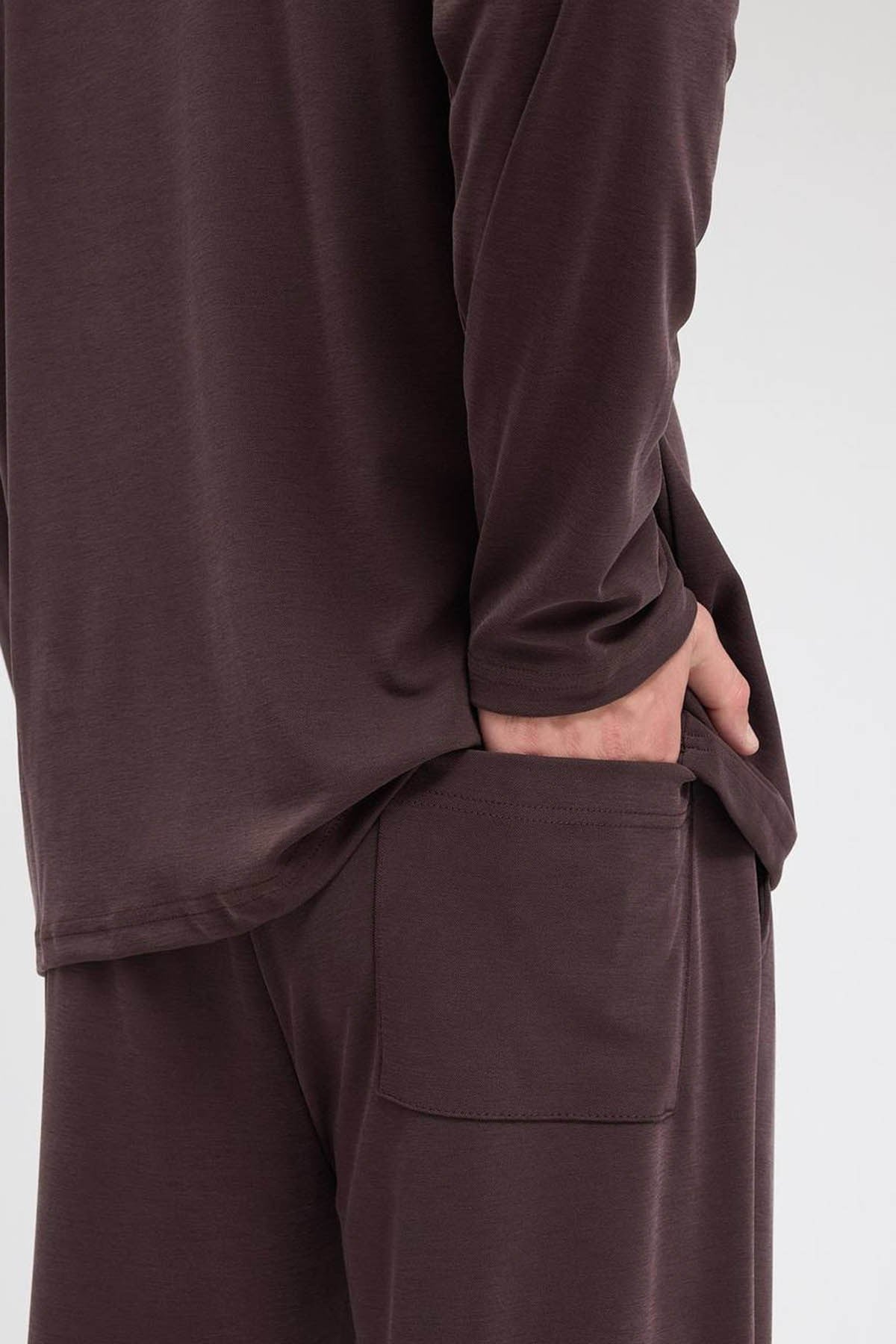 erkek-Erkek Roma&Monada  Oversize Oysho Kumaş Takım Kahve Rengi-