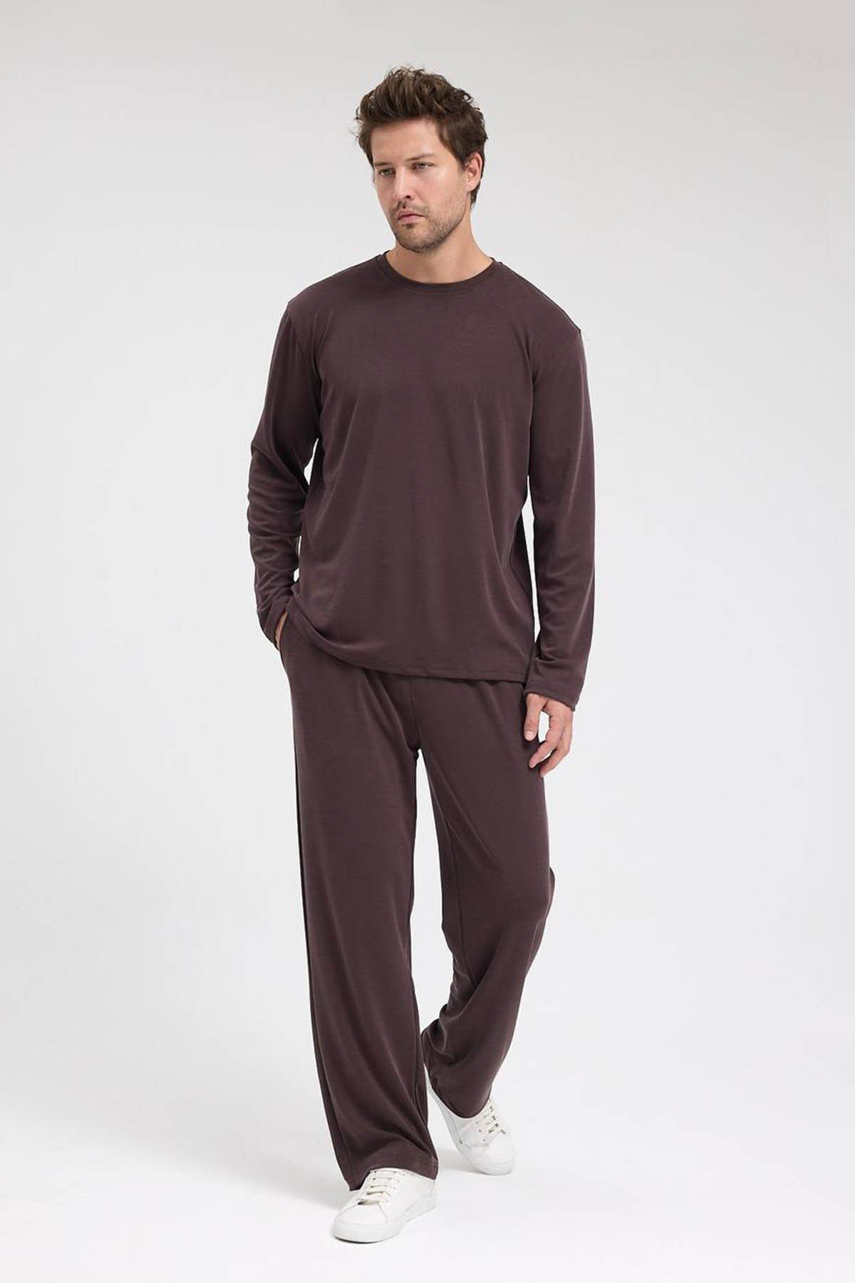 erkek-Erkek Roma&Monada  Oversize Oysho Kumaş Takım Kahve Rengi-
