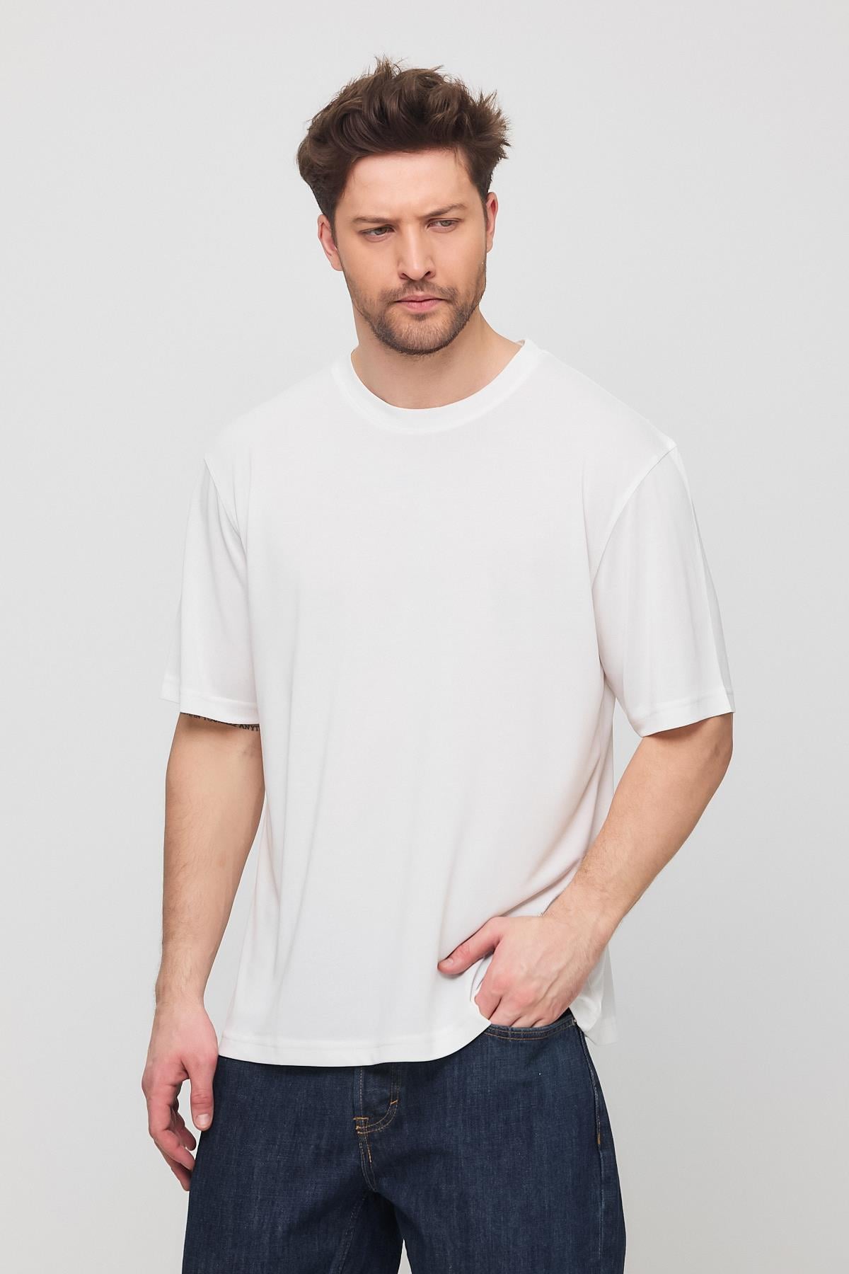 Gilina Basic Modal Tshirt Beyaz