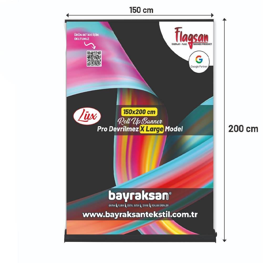 150×200 Cm Lüx Rollup Banner Pro Devrilmez Large Model