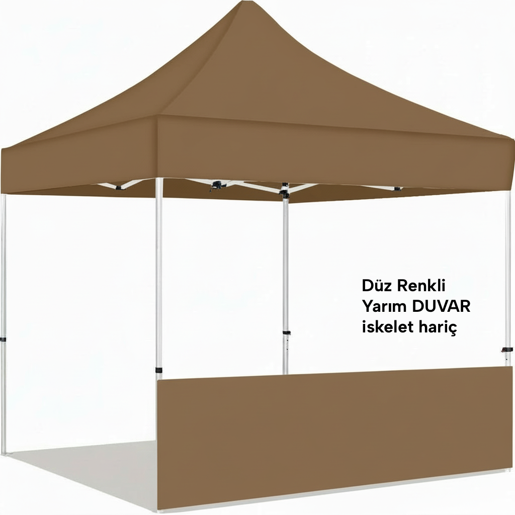 3x4.5 Gazebo Çadır Düz Renk Yarım Duvar