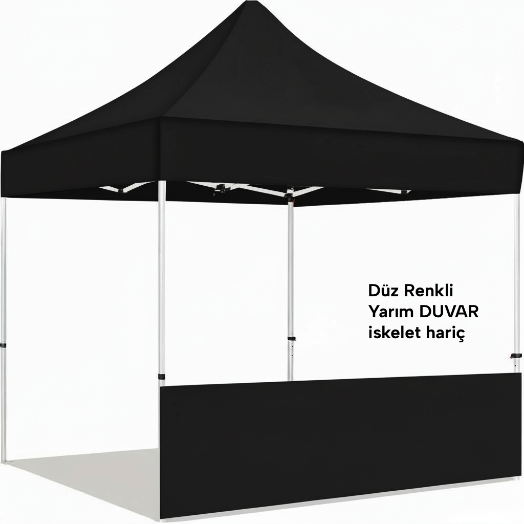 2x2 Gazebo Çadır Düz Renk Yarım Duvar