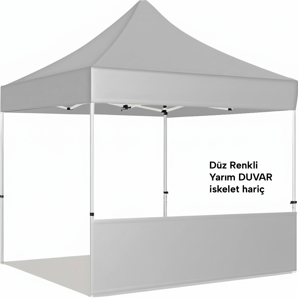3x6 Gazebo Çadır Düz Renk Yarım Duvar