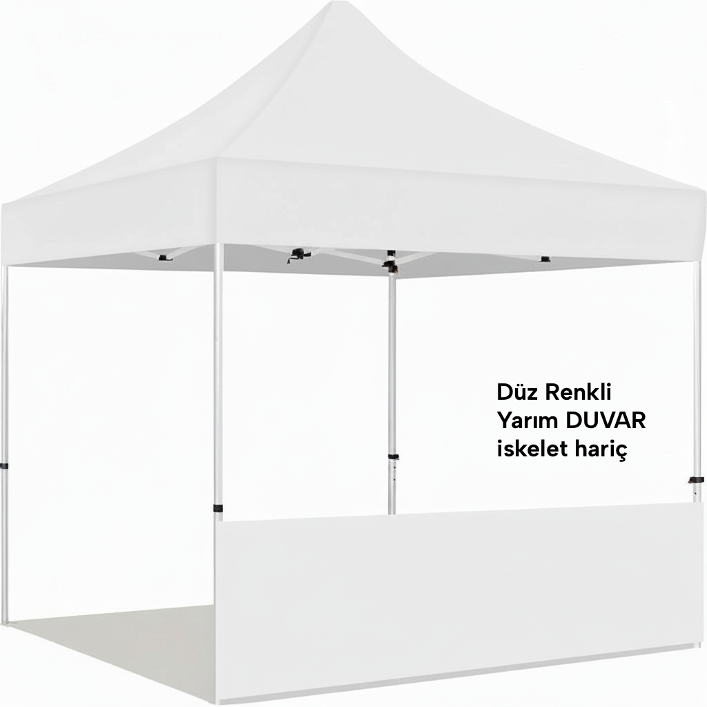 2x2 Gazebo Çadır Düz Renk Yarım Duvar