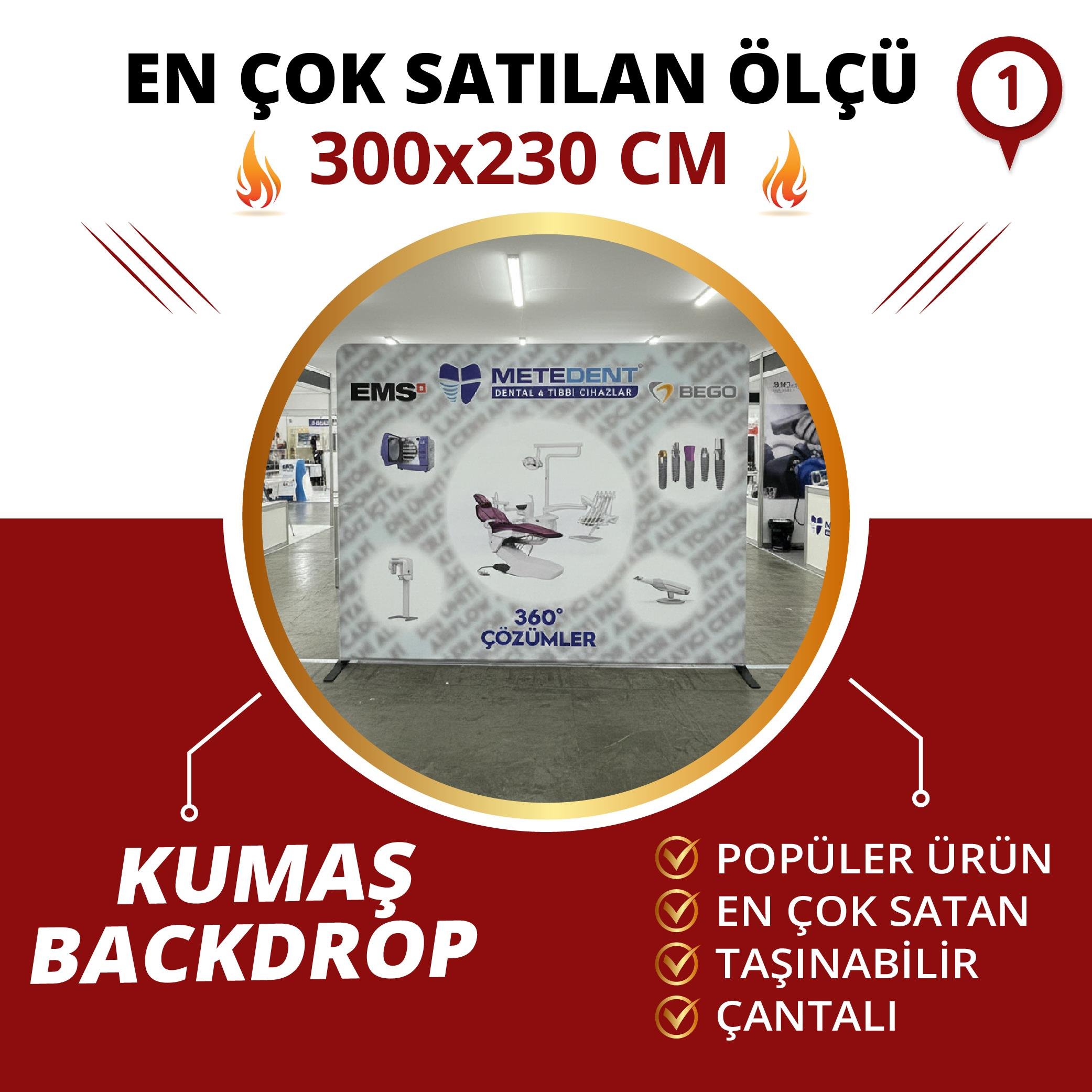 300x230 CM Kumaş Backdrop Stand